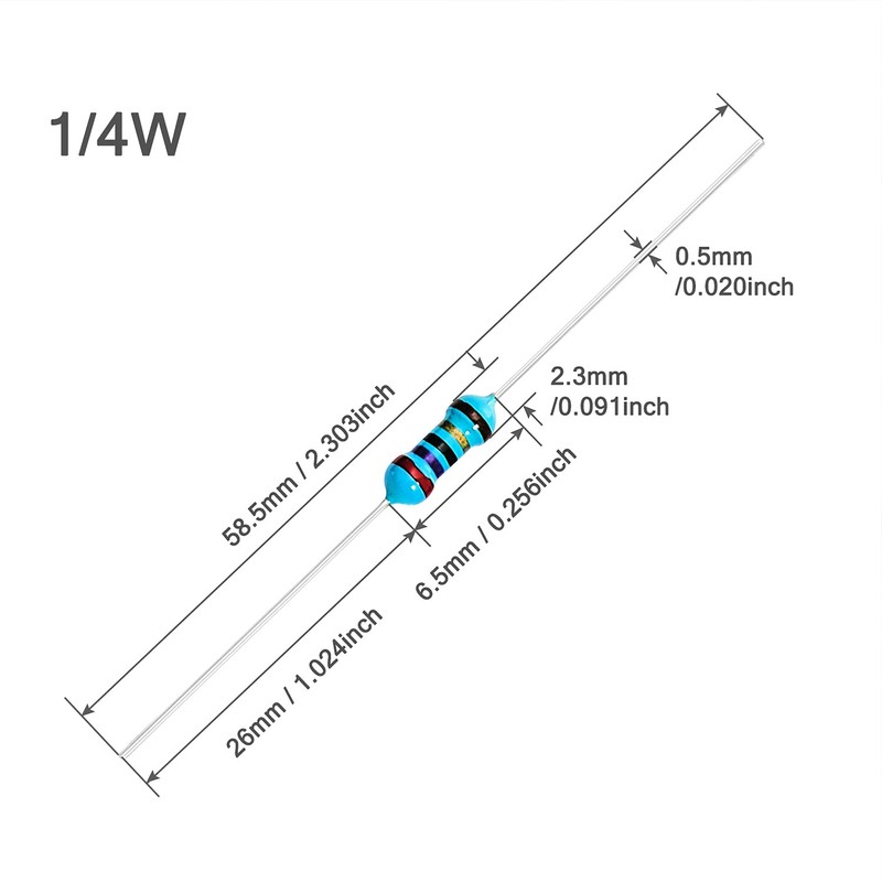 Chanzon 100pcs 1/4W (0.25W) 1M Ω ohm Metal Film Fixed