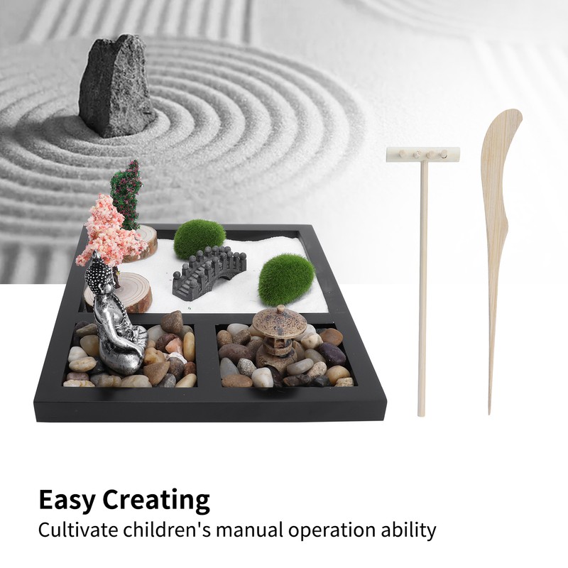 Zen Garden Sand Table Buddha Statue Sandbox Japanese Style Desktop