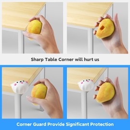 4 Pcs Cartoon Corner Guard Edge Protector,Edge Protector for Baby,Furniture Silicon Table Corner Guards,Child Head Protector Corner Cover (White Cat)