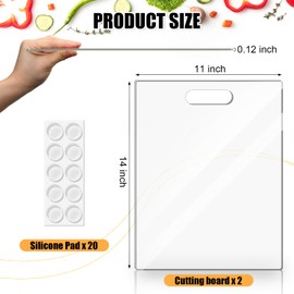 Tioncy 2 Pcs Acrylic Cutting Boards 11 x 14 Inch Clear Cutting Board for Kitchen Counter Non Slip Chopping Boards with Handle and Anti Slip Silicone Feet for Kitchen Countertop Protection