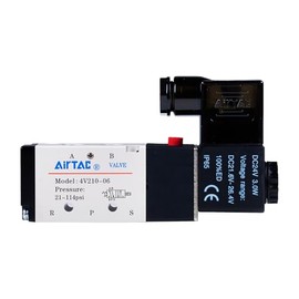 Air Solenoid Valve, 24VDC, 4-Way 1/8" NPT, Internally Piloted, DIN Connector