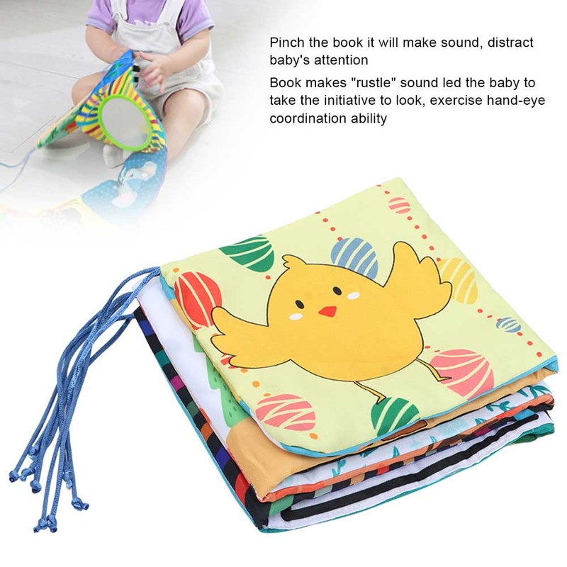 Infant Crib Cloth Book Cute Animal Learning Rattle Distorting Mirror