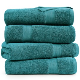 LANE LINEN Bath Towels for Bathroom (4 Pack) - Premium 100% Cotton Bath Towels, Turkish Towels for Bathroom, Quick Dry Towels for Travel, Soft Hotel Towels for Bathroom Luxury (28" x 54") - Sea Port