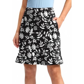 Viodia 20" Knee Length Skorts Skirts for Women with Pockets High Waisted Athletic Tennis Golf Skort for Casual Summer, Black Flower, Large