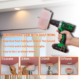 VIKITON 4.25 Hole Saw 6.25 Hole Saw for Recessed Lights, 4-1/4 Hole Saw 6-1/4 Hole Saw Dust Bowl Dust Catcher for 4 Inch Led Recessed Lighting 6 Inch, Bi-Metal Wood Drywall Hole Cutter