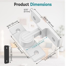 StickNGo Heavy Duty 90 Degree Barn Door Lock, Zinc Alloy Security Sliding Door Latch for Barn, Garden, Bathroom, Fence, Shed - Anti-Rust and Robust (White-1 Pc)