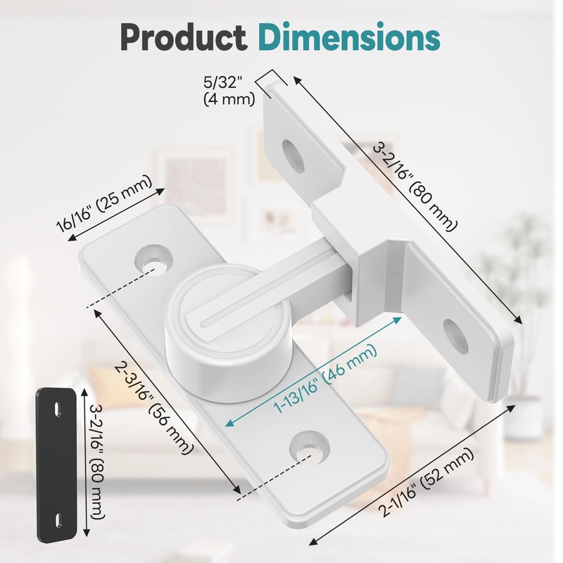 StickNGo Heavy Duty 90 Degree Barn Door Lock, Zinc Alloy