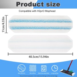 4 Pack Mop Replacement Pads for Ocedar H2prO Flat Mop System, Washable and Reusable Handle Pads Refills for Floor Cleaning