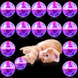CHENGU 15 Pieces Ghost Hunting Light up Cat Balls Motion Activated Interactive Pet Toy Small LED Glowing Pet Ball for Animal Dog Running Activity Indoor Supplies, 1.38 x 1.5