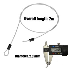 2 m Security Cable Braided Loop Cable Locking Cable Steel Cable with Loops Steel Rope Wire Rope for Anti-Theft for U-Shaped Bicycle Lock Number Code Lock Padlock