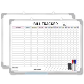 Feifeiya 24 x 18 Inch Monthly Bill Payment Tracker Organizer Whiteboard Aluminum Frame Wall Monthly Bill Payment Checklist Magnetic Dry Erase Board Calendar Planner for Personal Budgeting Financial