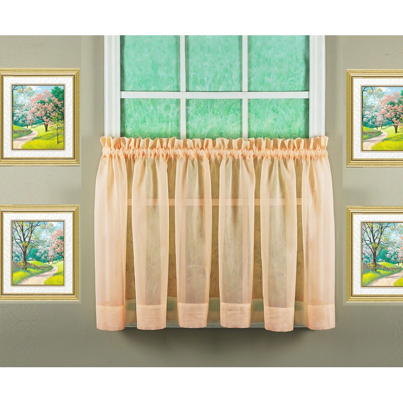 Today's Curtain Emelia Original Voile Tier Pair 36", Peach, 60"W