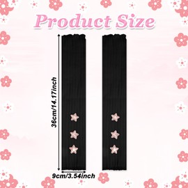 Xinjoduz Pack of 2 Knitted Y2k Arm Warmers Arm Warmers Arm Warmers Women's Star Pattern Women's Fingerless Arm Warmers Arm Warmers Long Fingerless Arm Warmers Soft Arm Warmers Women for Cosplay, black