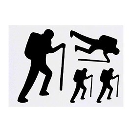 4 x 'Hiker Silhouette' Temporary Tattoos - Water Resistant, Skin-Safe, Non-Toxic Transfers, Mixed Sizes (TO00015654)