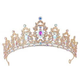 FIRCRE tiaras and crowns for women queen crowns for Women and Girls Crystal Princess Tiaras Rhinestone Tiaras For Wedding Bridal Birthday Prom Pageant Party (Gold AB Crown)