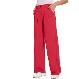 M MOTEEPI Women's Red Pants Wide Leg Dress Pants High Waisted Work Pants Business Casual Office Trousers Slacks 31" X-Large
