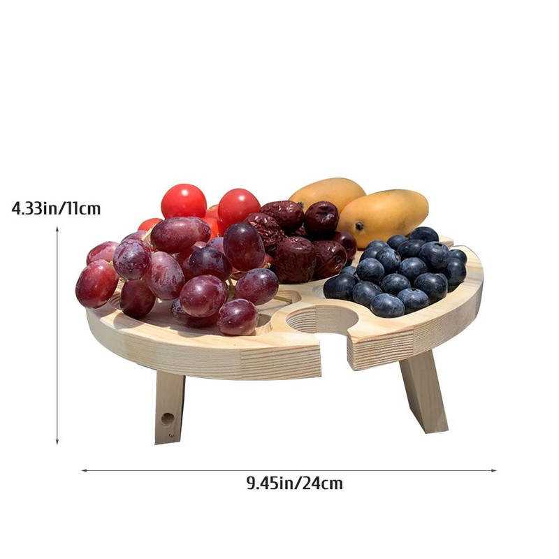 Portable Picnic Table Wooden Folding Table with Glass Stand Easy