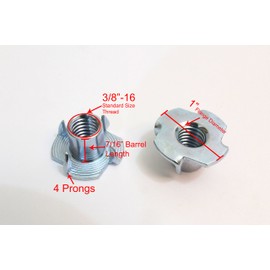 3/8"-16 T-Nuts | 100pc | by Bolt Dropper, Pronged Tee Nut. for Wood, Rock Climbing Holds, Cabinetry (3/8"-16 x 7/16", (100 Pack), Zinc Plated Steel)