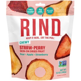 RIND Snacks | Straw-Peary | Strawberry, Apple, & Pear | Dried Fruit Superfood | Chewy Snack | No Sugar Added | All Natural | High in Fiber | Gluten Free | Vegan | Paleo | Fruit Snacks | 12 oz | 1 Pk