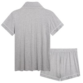 Womens Soft Button Down/Up/Front Top Pajama/Pj Set Sleepwear Loungewear(Gray,XXL)