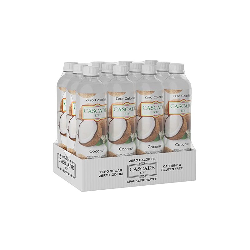 Cascade Ice Sparkling Water, Coconut, 17.2 Fl Oz (Pack of