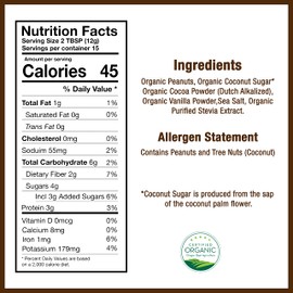 Betty Lou's 100% Organic Chocolate Peanut Butter Powder, Gluten Free, Vegan, Low Calorie, All Natural, High Protein, Deliciously Healthy, Just Add Water (6.35 Oz)