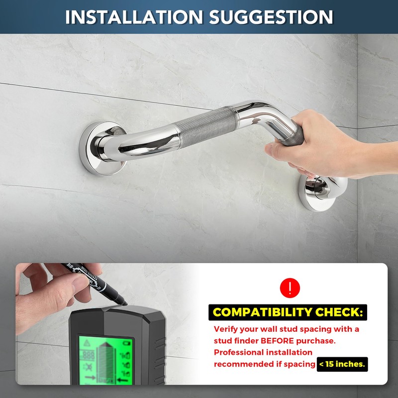 Grab Bars for Bathtubs and Showers- 1-1/4 x 16 Angled