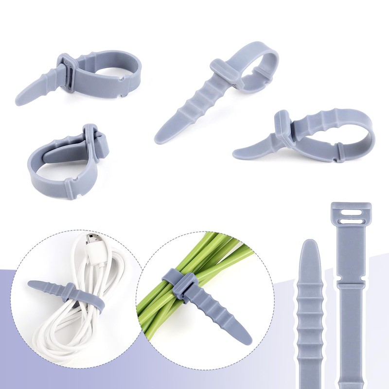 30Pcs Silicone Zip Ties Rubber Cable Ties 4.5 inch Reusable