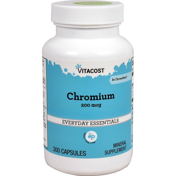 Vitacost GTF Chromium Polynicotinate as ChromeMate - 200 mcg - 300 Capsules