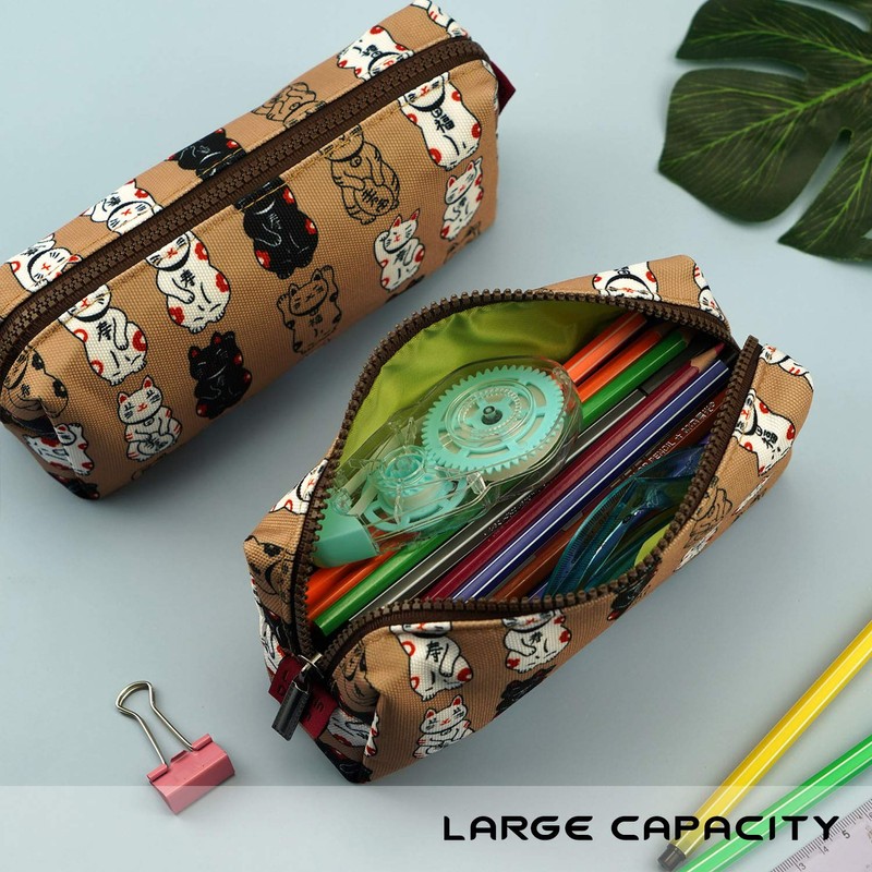 LParkin Lucky Japanese Cat Pencil Case Cute Maneki Neko Cat