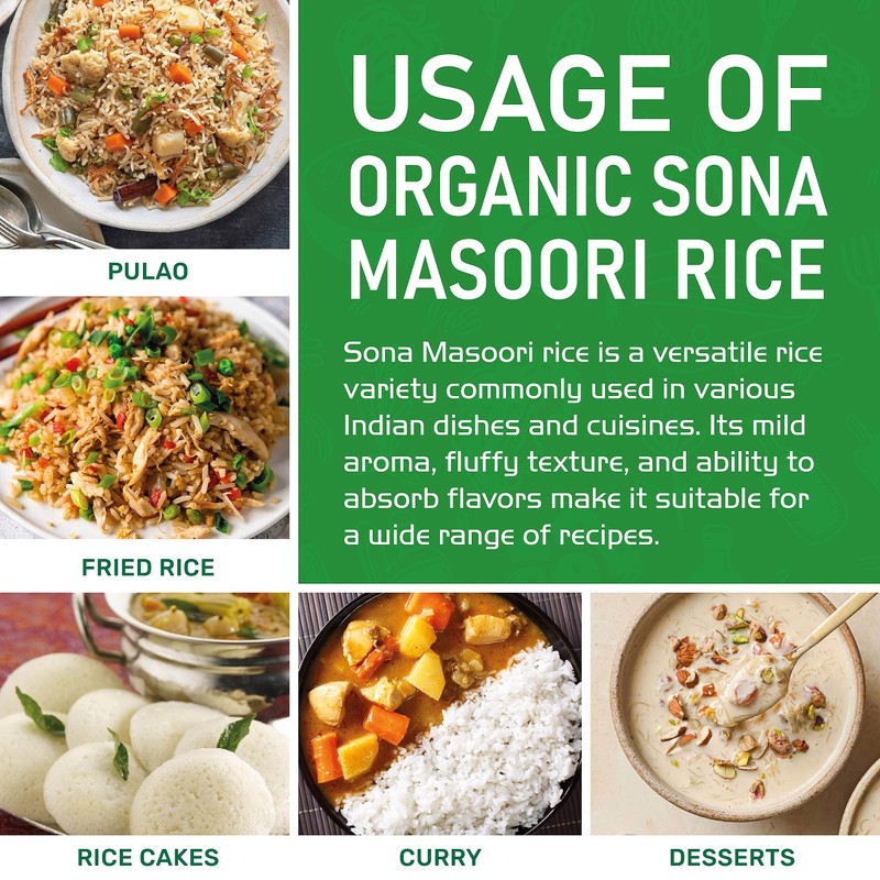 Organic Sona Masoori Rice 10 LB Premium Quality - India