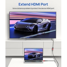 JSAUX JSAUX HDMI Extension Cable 3.3FT, 4K 60Hz High Speed HDMI Extender Cord Male to Female Adapter Connector (HDR HDCP 2.2), Compatible with Roku TV Streaming Stick, Bluray Player, HDTV, Laptop, PC - Red