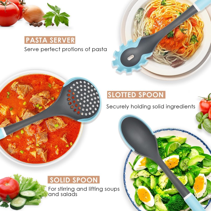 Kitchen Cooking Utensils Set, Non-Stick Spatula Set with Rotating Stand,