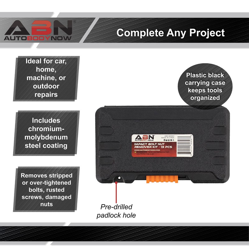 ABN Impact Bolt Remover Nut Extractor Socket Set - 14pc