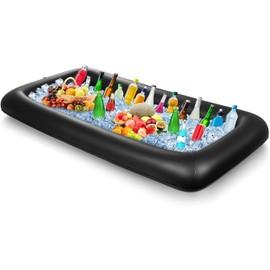 Inflatable Drink Holder, Pool Drink Holder Floating, Floating Coasters Drink Holder Pool Inflatable Pool Bar Inflatable Floating Drink Holder for Beach Swimming Pool Party (Black)