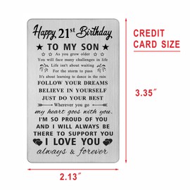 HYHYDHP Son 21st Birthday Card - Happy 21st Birthday Gifts for Son - Son 21 Year Old Birthday Ideas