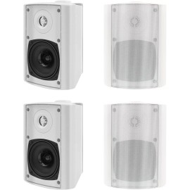 Herdio 400W Stereo Bluetooth Speakers 4" Indoor Outdoor Speakers Wall Mount 4Pcs - White