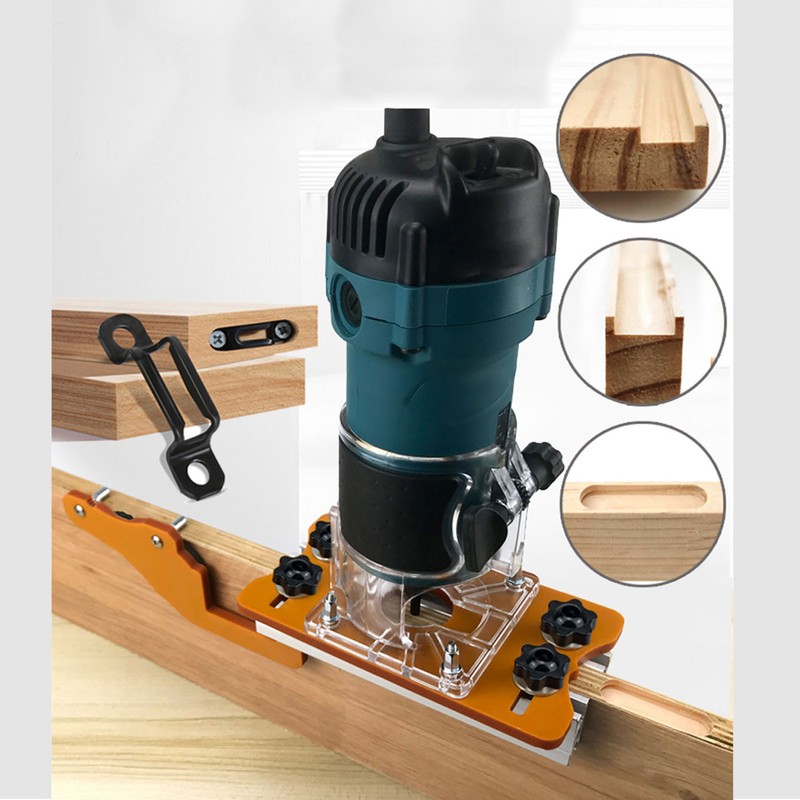 Woodworking Router Base with Transparent Cover Milling Cutter Slotting Bracket
