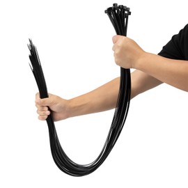 XINGO 25pcs 9mm Wide 1200mm Length Cable Ties Tensile Strength 80kg Super Strong Plastic Wire Tie Wrap Long Large Cable Ties Extra Long Tie Wraps Indoor Outdoor UV Resistant (9*1200mm, Black)