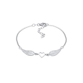 Elli Women's Bracelet Heart Wings Pendant in 925 Sterling Silver, Facet cut, Without Stone