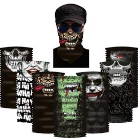 YUEcthynous Multifunctional Scarf, Skull, Pack of 7, Functional Scarves, Skull Motorcycle Tube Scarf, Skeleton Neck Warmer, for Ghost, Carnival, Party, Motorcycle, Running, Cycling, Outdoor, colour, M