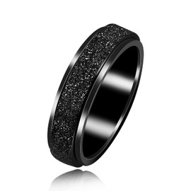 Uloveido 6mm Spinner Rings for Anxiety Fidget Band Rings Stress Relieving Engagement Wedding Promise Band for Men Boys Y2179 (Size 9)