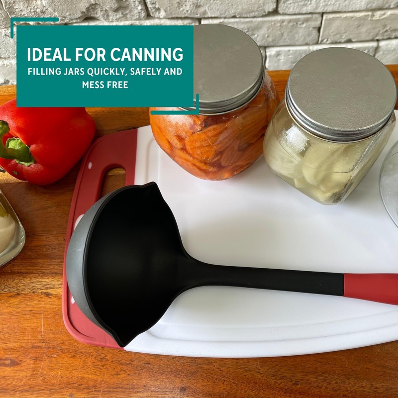 MIRRO 8oz XL Canning Ladle, Black with Red Handle