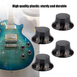 VBESTLIFE Les Paul Knobs 4 Pieces Electric Guitar Speed Tone Volume Control for EPI LP Electric Guitar 3 Styles to Choose (Black with Gold Word)