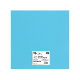 PA Paper Accents Muslin Cardstock 12" x 12" Popsicle Blue, 73lb Colored cardstock Paper for Card Making, Scrapbooking, Printing, Quilling and Crafts, 25 Piece Pack