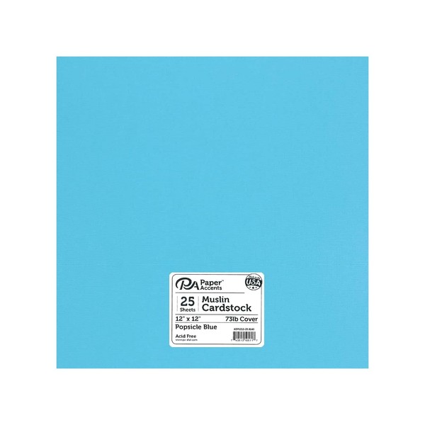 PA Paper Accents Muslin Cardstock 12" x 12" Popsicle Blue,