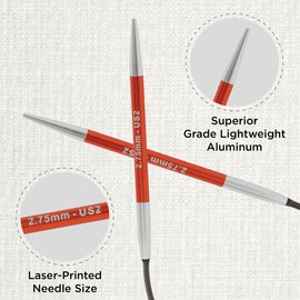 KnitPro Zing Circular Needle 25cm 2.75mm - 3pcs, Red