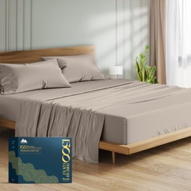 Mayfair Linen 100% Egyptian Cotton Sheets California King Size - 1500 Thread Count Cal King Size Sheets Set, 4 PC Luxury Bedsheet, Soft, Cooling, 17" Deep Pocket Sateen Weave Bedsheet Set - Taupe