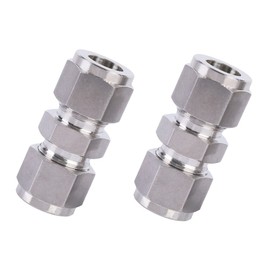 Pysrych 304 Stainless Steel Compression Tube Fitting Union with Double Ferrules 1/2" OD x 1/2" OD, Pack of 2
