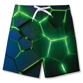 TUONROAD Boys Swimming Shorts Funny 3D Print Quick Drying Swimming Trunks with Mesh Lining Summer Beach Shorts 5-14 Years, 1 A lava green